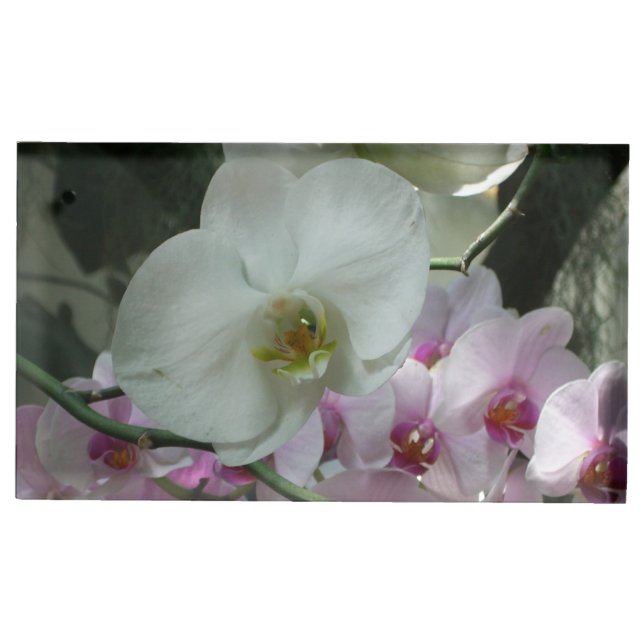 White and Purple Orchids Place Card Holder (Front)
