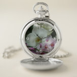 White and Purple Orchids Pocket Watch