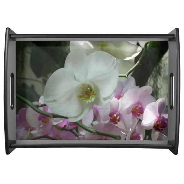 White and Purple Orchids Serving Tray (Front)