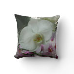 White and Purple Orchids Throw Pillow