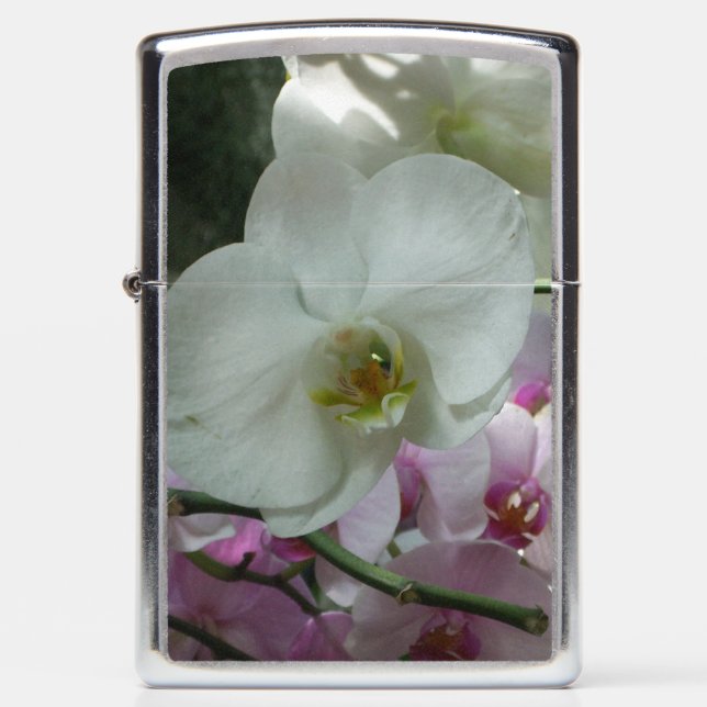 White and Purple Orchids Zippo Lighter (Front)