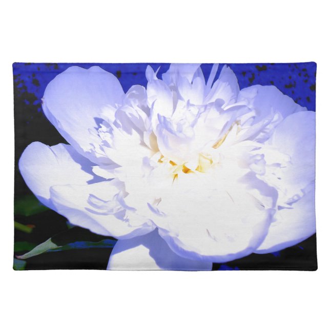 White and purple Peony Cloth Placemat (Front)