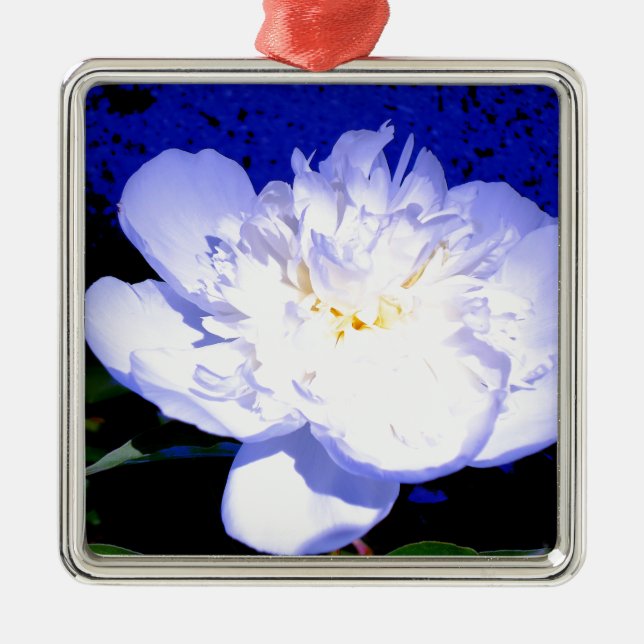 White and purple Peony photo Metal Ornament (Front)