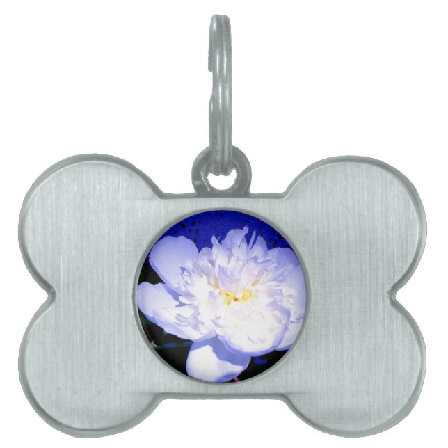 White and purple peony photo pet tag (Front)