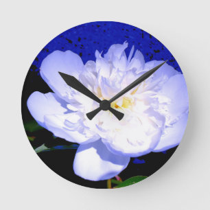 White and purple Peony photo Round Clock