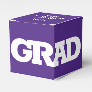 White and Purple School Colors Graduation Party Favor Boxes