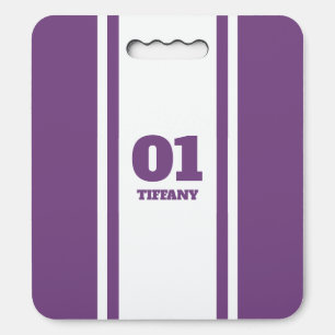 White and Purple Sports Stripe Name & Number Seat Cushion