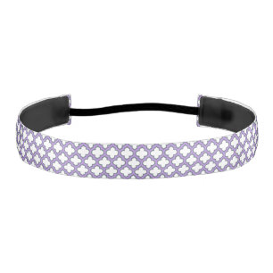 White and Purple Trellis, Lattice, Quatrefoil Athletic Headband