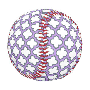 White and Purple Trellis, Lattice, Quatrefoil Baseball