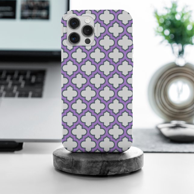 White and Purple Trellis, Lattice, Quatrefoil Case-Mate iPhone Case (Creator Uploaded)