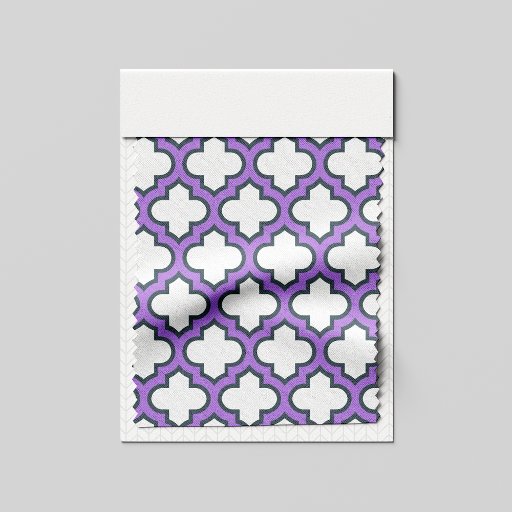 White and Purple Trellis, Lattice, Quatrefoil Fabric