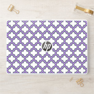 White and Purple Trellis, Lattice, Quatrefoil HP Laptop Skin