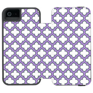 White and Purple Trellis, Lattice, Quatrefoil iPhone SE/5/5s Wallet Case