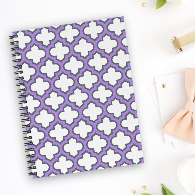 White and Purple Trellis, Lattice, Quatrefoil Notebook (Creator Uploaded)