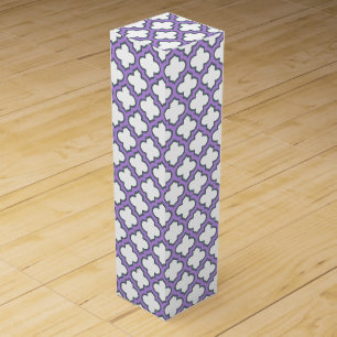 White and Purple Trellis, Lattice, Quatrefoil Wine Box