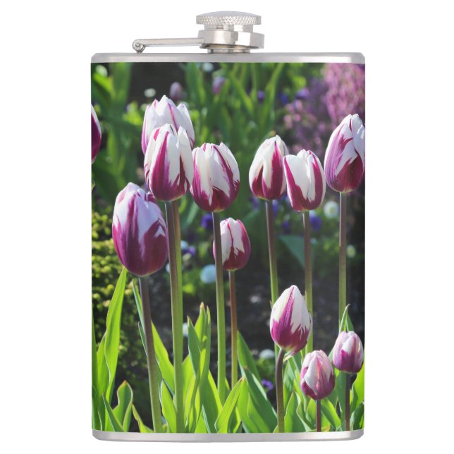 White-and-Purple Tulips Flask (Front)