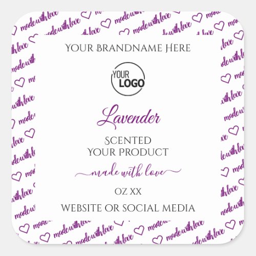 White and Purple Word Cloud Product Label Add Logo