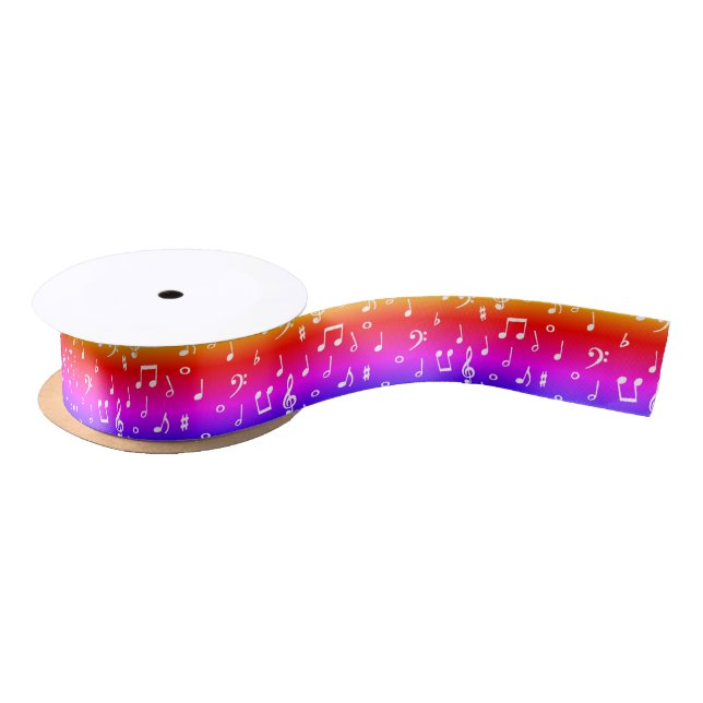 white and rainbow Musical  Satin Ribbon (Spool)