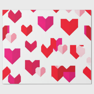 White and Read Origami Style Valentine Wrapping Paper