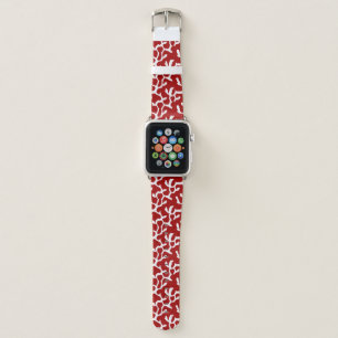 White And Red Abstract Coral Reef Pattern Apple Watch Band