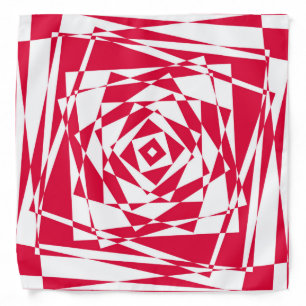 White and Red Abstract Illusion Bandana – Modern