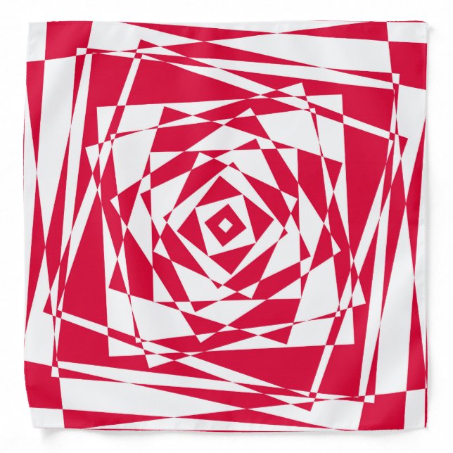 White and Red Abstract Illusion Bandana – Modern  (Front)