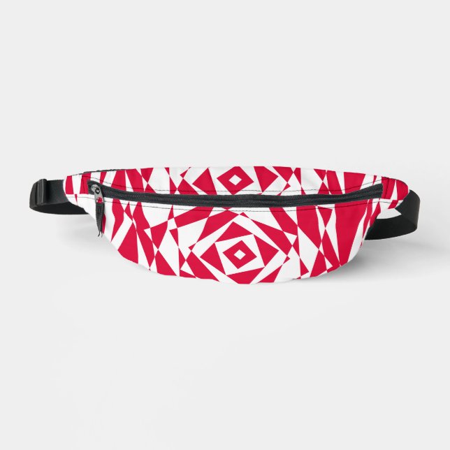White and Red Abstract Illusion Fanny Pack Modern (Front)