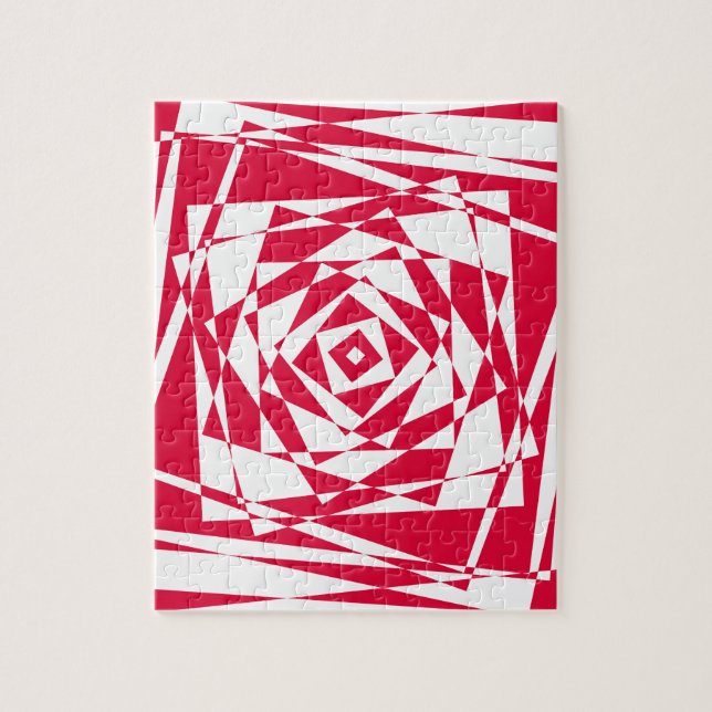 White and Red Abstract Illusion Jigsaw Puzzle  (Vertical)