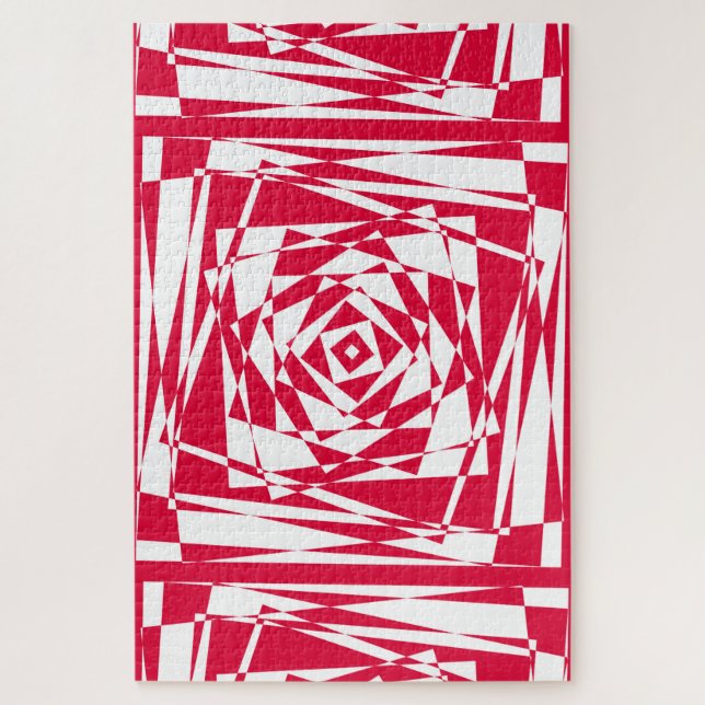 White and Red Abstract Illusion Jigsaw Puzzle  (Vertical)