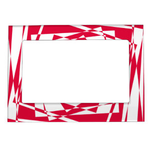 White and Red Abstract Illusion Magnetic Frame