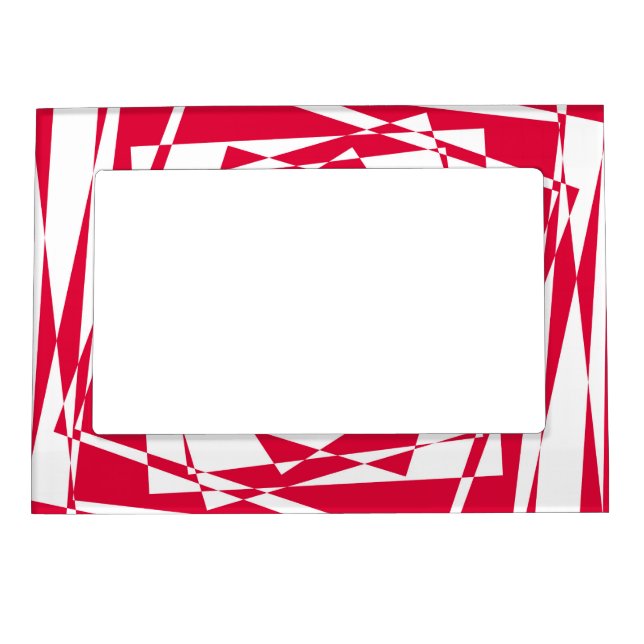 White and Red Abstract Illusion Magnetic Frame  (Front)