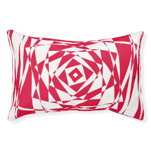 White and Red Abstract Optical Illusion Pet Bed 