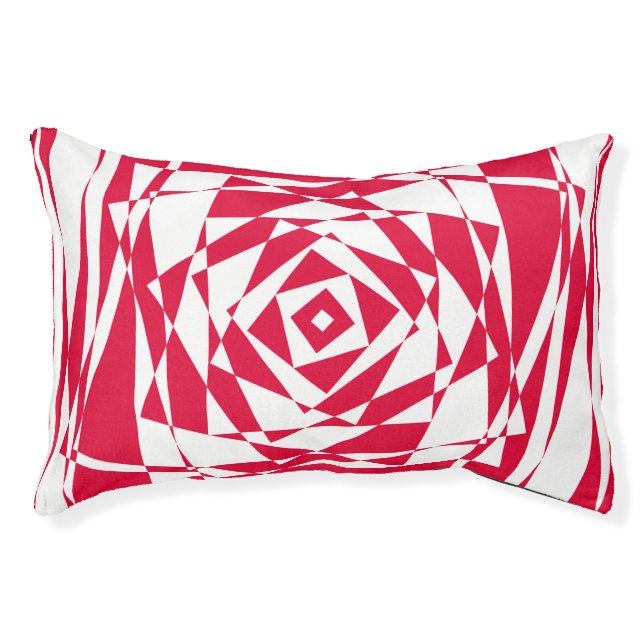 White and Red Abstract Optical Illusion Pet Bed  (Front)