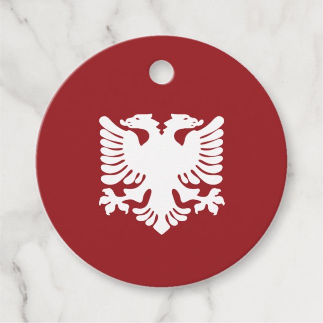 White and Red Albanian Eagle Favor Tag (Front)
