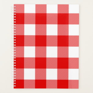 White and Red Buffalo Plaid Planner