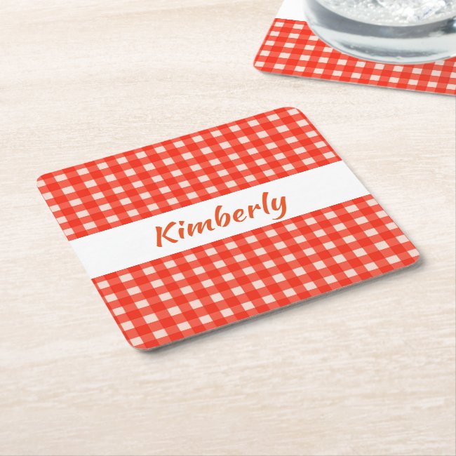 White and Red Checkerboard Pattern Coasters