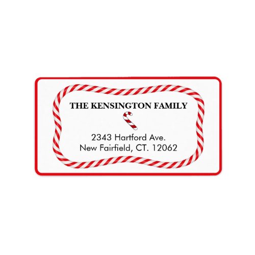 White and red Christmas Candy Frame Address Label