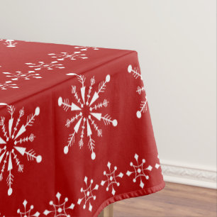 White and red Christmas snowflakes pattern Tablecloth