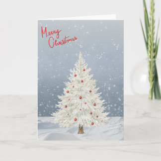 White and Red Christmas Tree Christmas Card