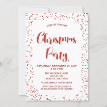 White and Red confetti Modern Christmas Party Invitation