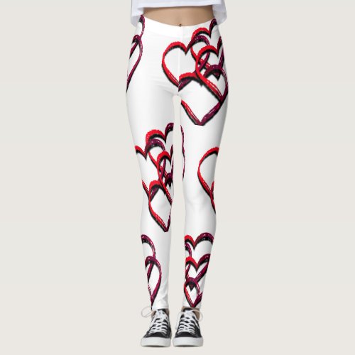  White and Red Design_for Womens yoga class l Leggings