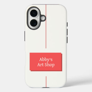 White and Red Design with Your Text iPhone 16 Case