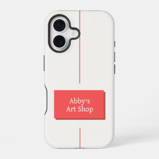 White and Red Design with Your Text iPhone 16 Case