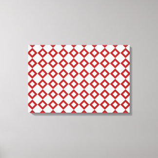 White and Red Diamond Pattern Canvas Print