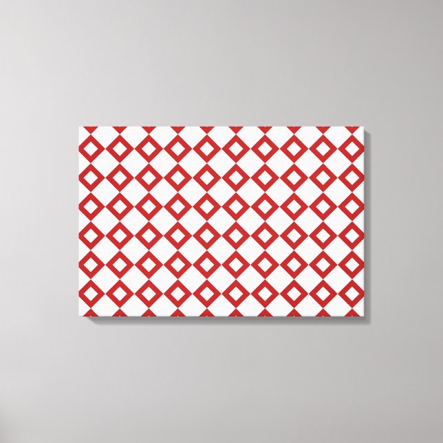 White and Red Diamond Pattern Canvas Print (Front)