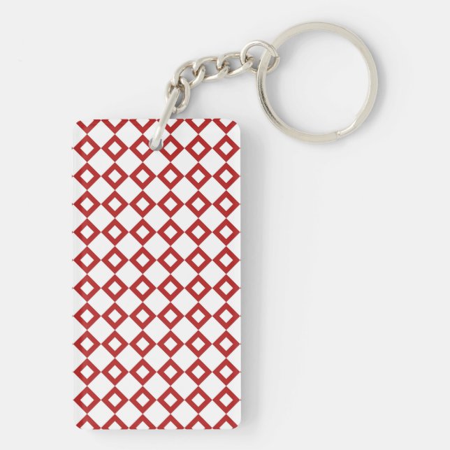 White and Red Diamond Pattern Keychain (Back)