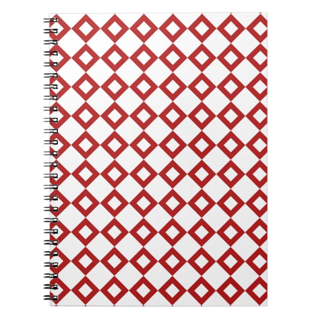 White and Red Diamond Pattern Notebook (Front)