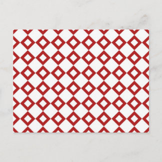 White and Red Diamond Pattern Postcard
