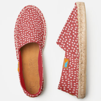 White And Red Dots Pattern  Espadrilles