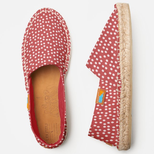 White And Red Dots Pattern  Espadrilles (Side)